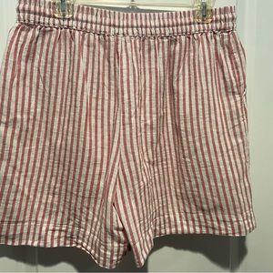 Pink striped linen cotton blend women’s shorts size m Bnwot